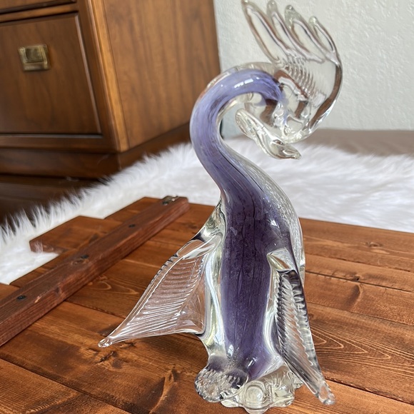 - Italy Murano Glass Bird purple/clear glass - Picture 2 of 5